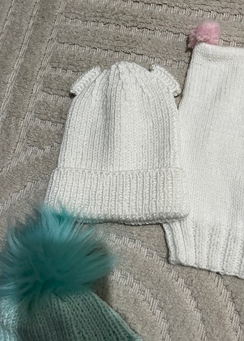 Kadın Mor Örgü Bere Beyaz Ponponlu - Görsel 4