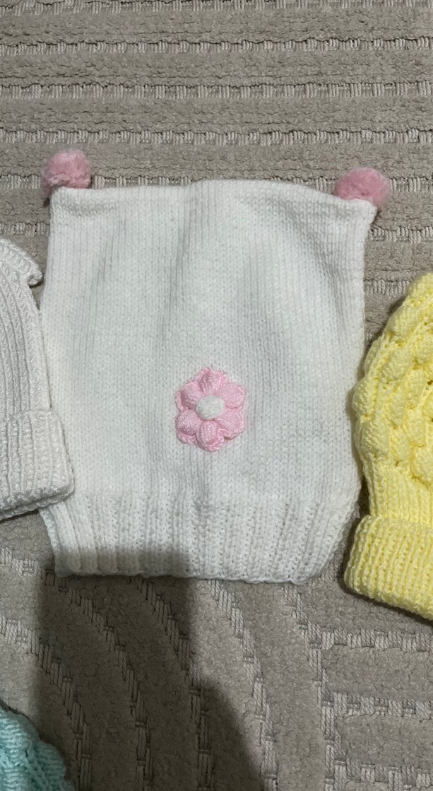 Kadın Mor Örgü Bere Beyaz Ponponlu - Görsel 3