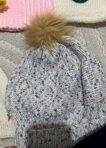 Bej Örgü Kadın Bere Ponponlu - Görsel 6