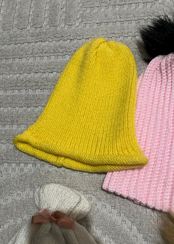 Bej Örgü Kadın Bere Ponponlu - Görsel 4