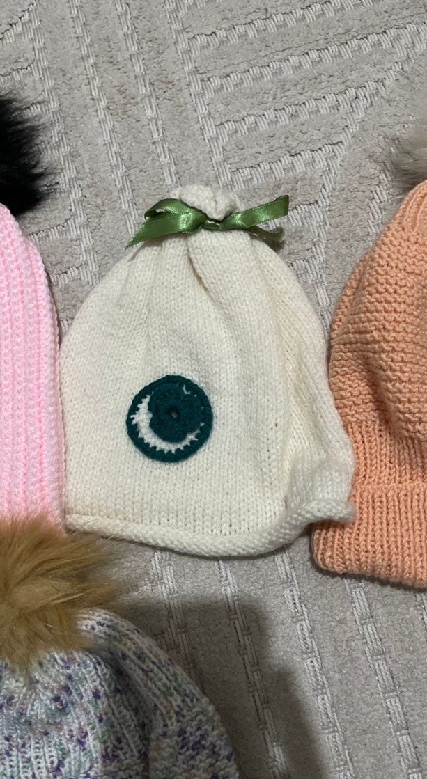 Bej Örgü Kadın Bere Ponponlu - Görsel 2