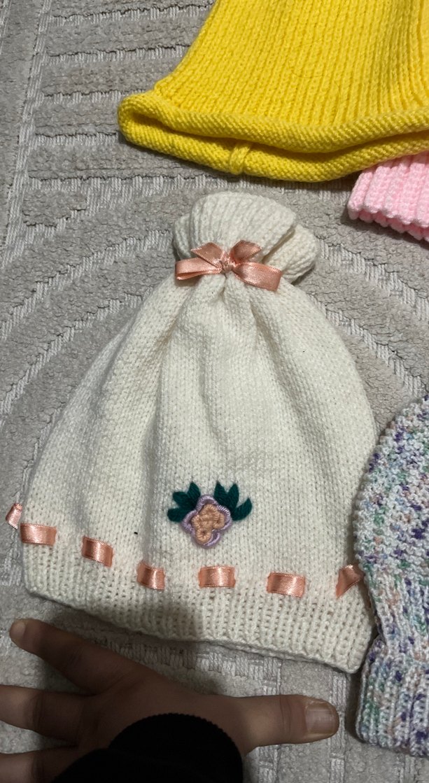 Bej Örgü Kadın Bere Ponponlu - Görsel 5