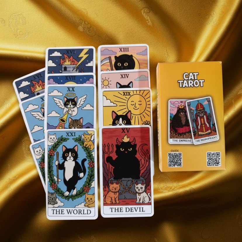 78 Kartlı Kedi Temalı Tarot Destesi - Görsel 4