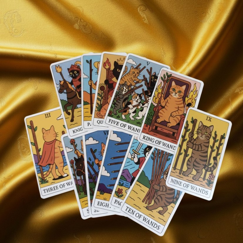 78 Kartlı Kedi Temalı Tarot Destesi - Görsel 2