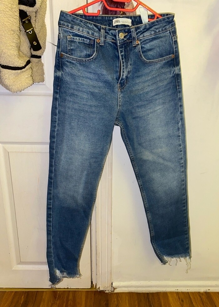 Orijinal zara parlament mavisi mom jeans pantolon - Görsel 1