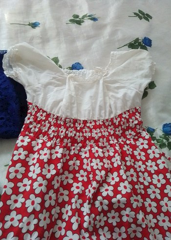 iki elbise Çiçek Desenli şeritli Kız Elbisesi