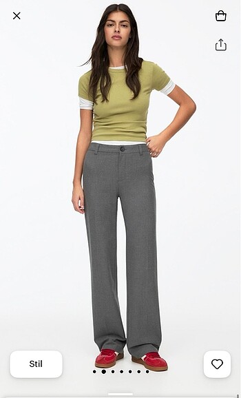 Pull and Bear Yüksek bel Straight fit kumaş pantolon