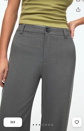xs Beden gri Renk Yüksek bel Straight fit kumaş pantolon