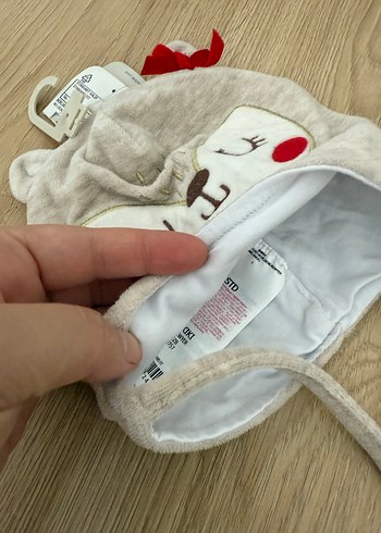 6-12 Ay, 18 cm Beden Nakışlı Gri Çocuk Bere Şapka