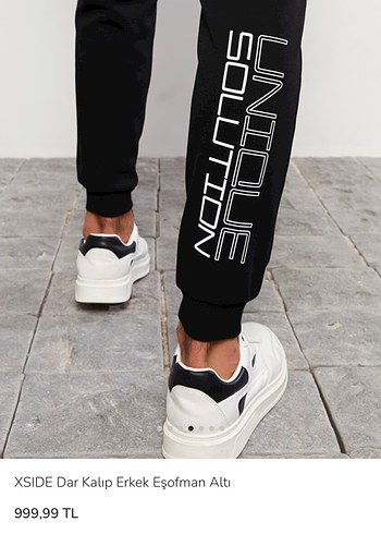 XSIDE Dar Kalıp Erkek Siyah Eşofman Altı - Görsel 3