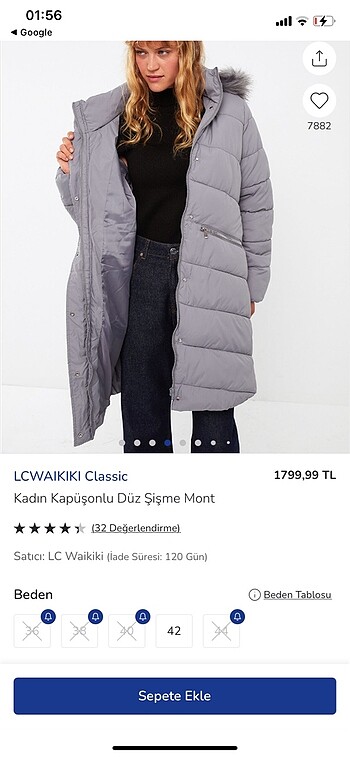 38 beden sıfır etiketli uzun mont