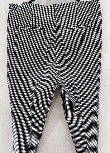 46 Beden Siyah beyaz kareli kumaş pantolon H&M