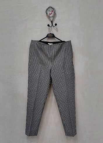 46 Beden çeşitli Renk Siyah beyaz kareli kumaş pantolon H&M