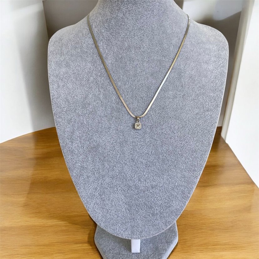 Gümüş Zirkon Taşlı Çelik Midi Kolye - Görsel 2