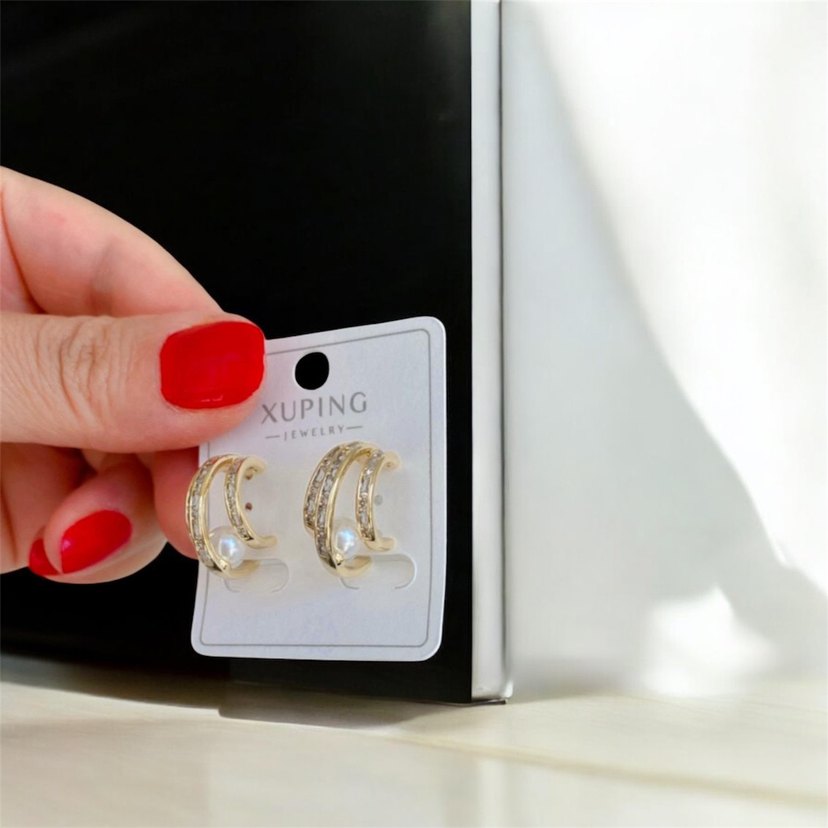 Altın Renk Mini Payetli Kadın Küpeler - Görsel 2