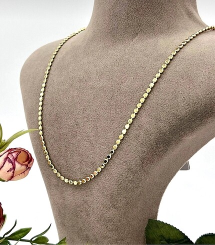 Xuping 14 kaplama renginde ezme zincir kolye (60cm - Görsel 2