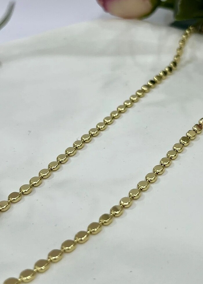 Xuping 14 kaplama renginde ezme zincir kolye (60cm - Görsel 3