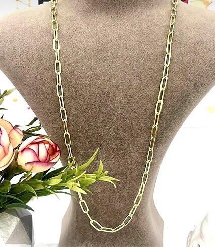 Xuping 14 k kaplama renginde ataç kolye zincir (60cm) - Görsel 3