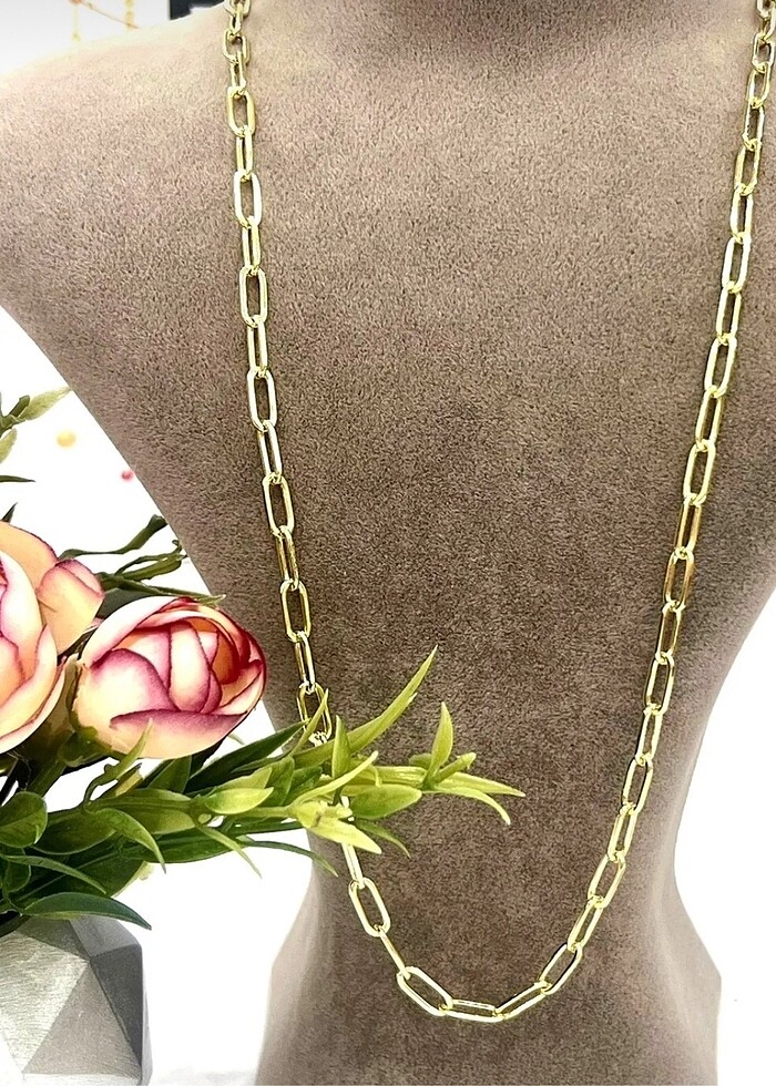 Xuping 14 k kaplama renginde ataç kolye zincir (60cm) - Görsel 3