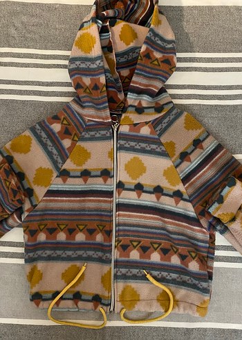 Çok renkli kapüşonlu polar - Görsel 2