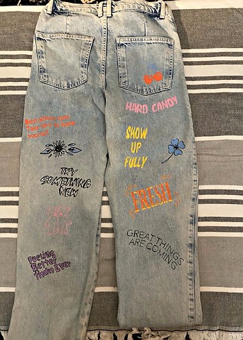 Düğmeli baskılı kadın pantolon - Görsel 2