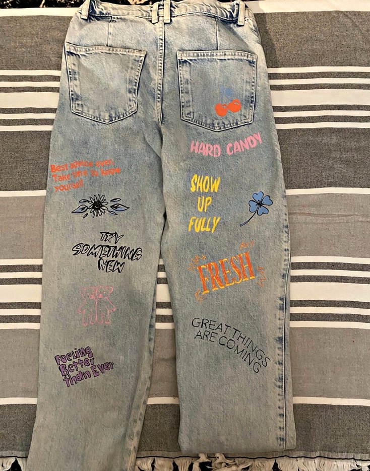 Düğmeli baskılı kadın pantolon - Görsel 2