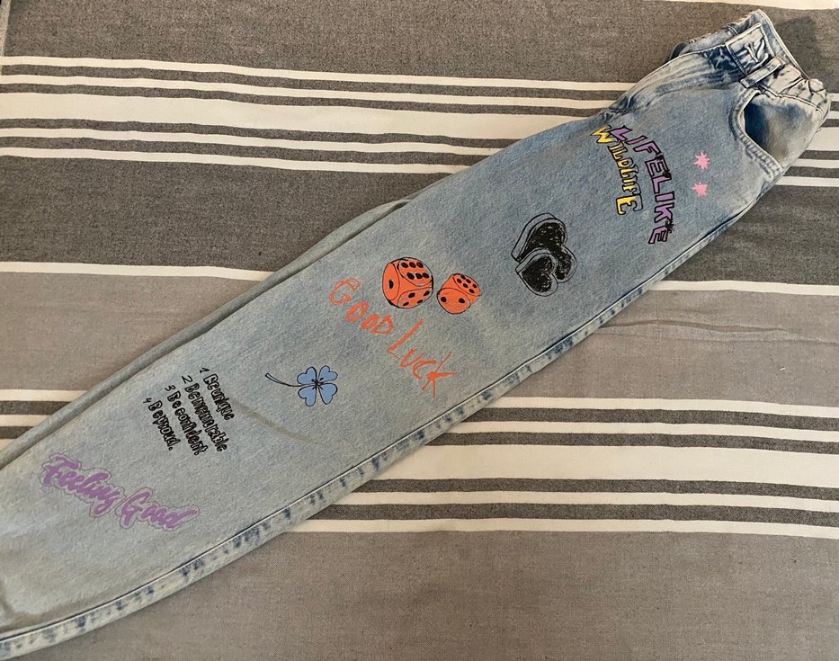 Düğmeli baskılı kadın pantolon - Görsel 4