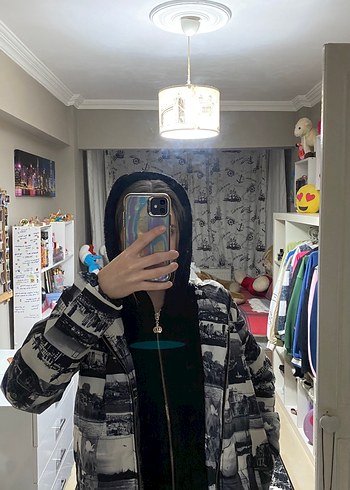 Kadın Baskılı Çift Taraflı Mont - Görsel 8