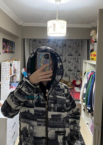 Kadın Baskılı Çift Taraflı Mont - Görsel 7