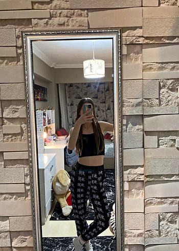 Siyah Baskılı Kadın Eşofman Altı - Görsel 6