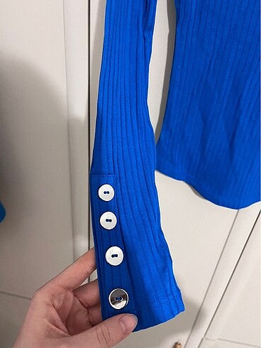 xs Beden mavi Renk Fitilli bluz