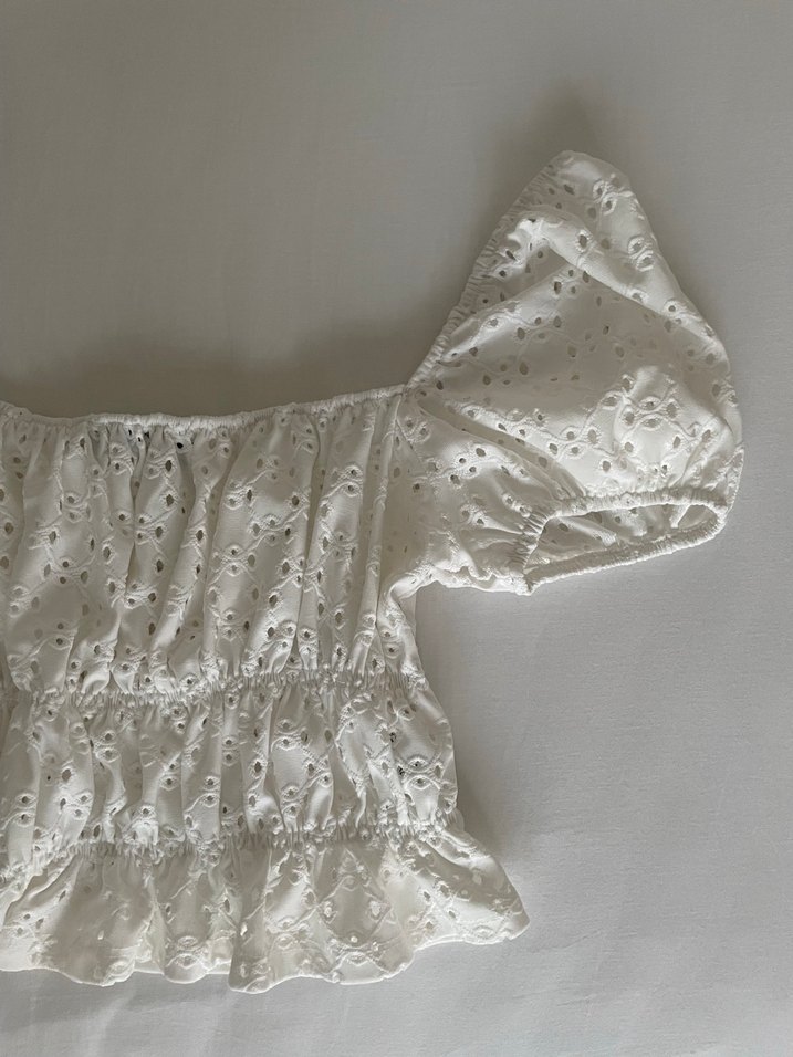 Dantel Detaylı Beyaz Bohem Bluz - Görsel 4