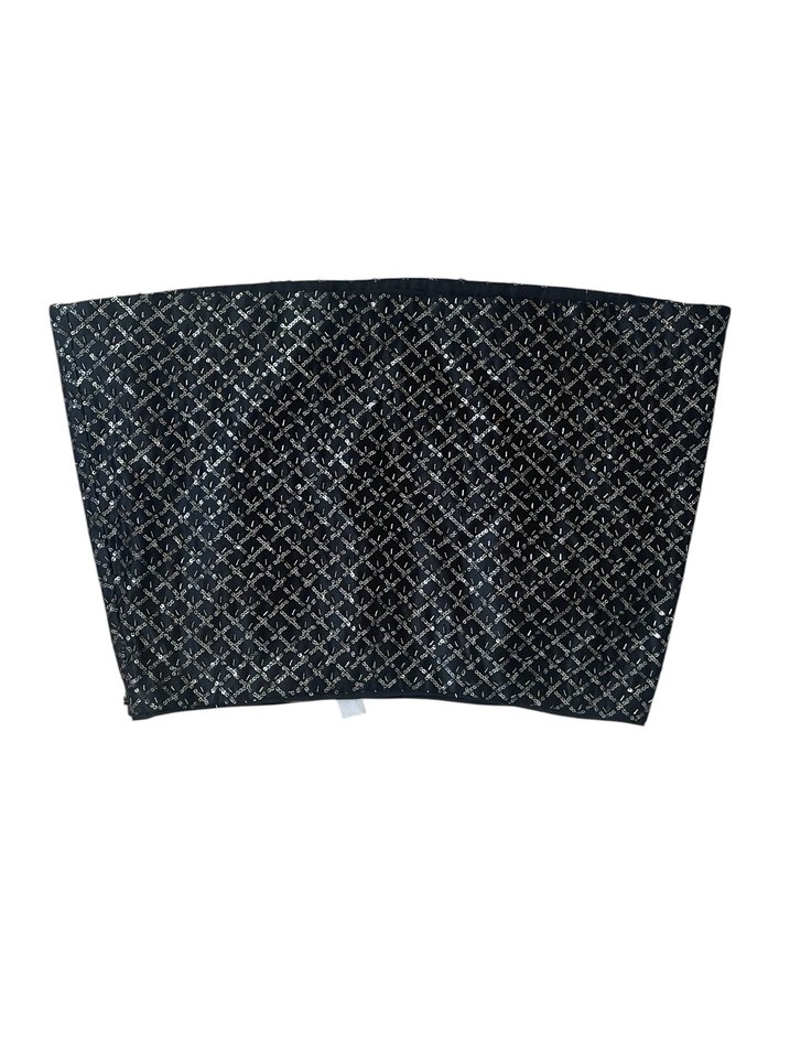 Siyah İşlemeli Payetli Mini Etek - Görsel 2