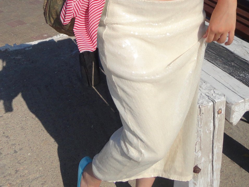 Krem Midi Drapeli Saten Etek - Görsel 2