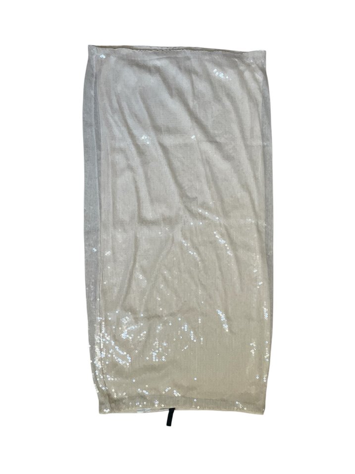 Krem Midi Drapeli Saten Etek - Görsel 4