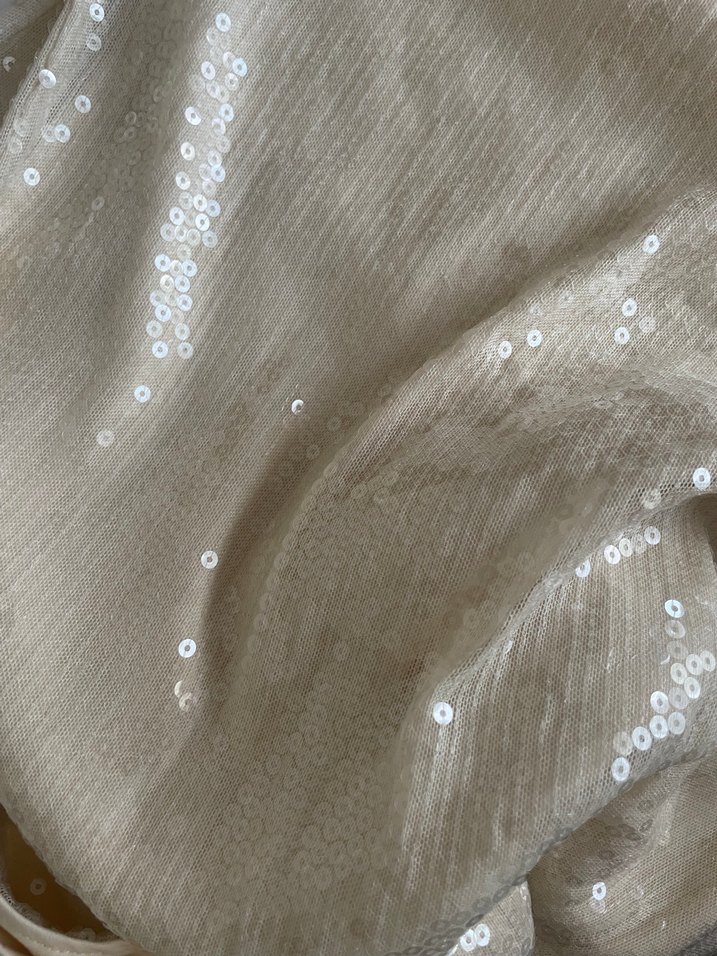 Krem Midi Drapeli Saten Etek - Görsel 3