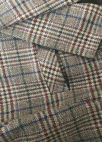 Düğmeli Ekoseli Kadın Midi Blazer - Görsel 6