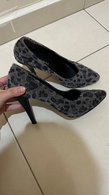 38 Beden Leopar süet stiletto