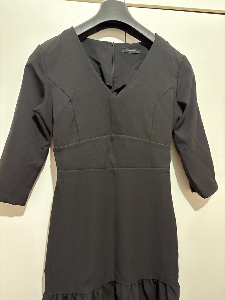 Trendyolmilla siyah elbise kumaş klasik - Görsel 2