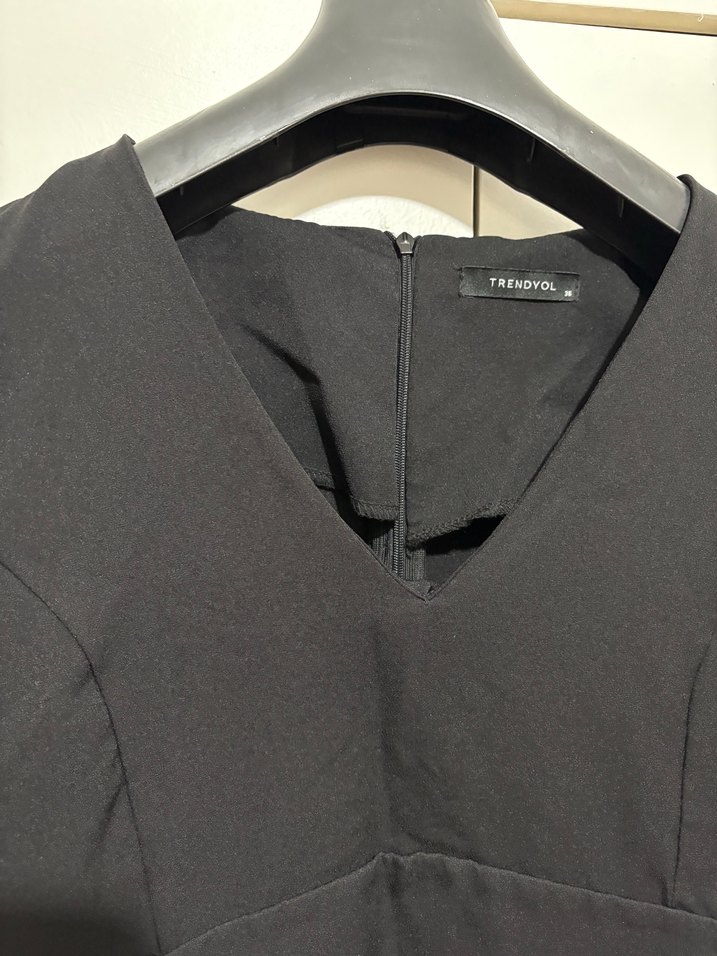 Trendyolmilla siyah elbise kumaş klasik - Görsel 4