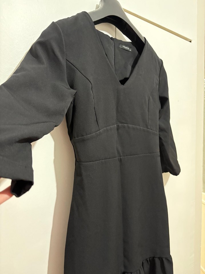 Trendyolmilla siyah elbise kumaş klasik - Görsel 5