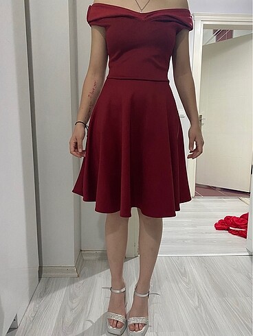 xs Beden bordo Renk Mini elbise