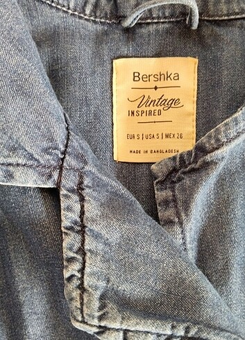 s Beden mavi Renk Bershka vintage denim trençkot 