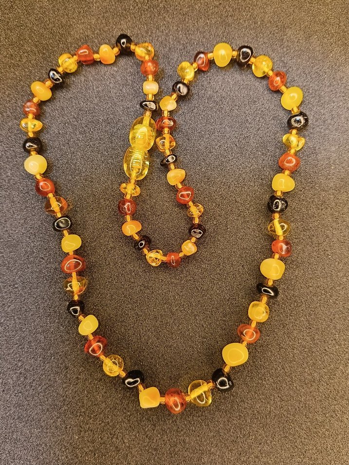 0-3 Yaş Bebek Kolye Doğal Damla Kehribar Kolye - Görsel 4