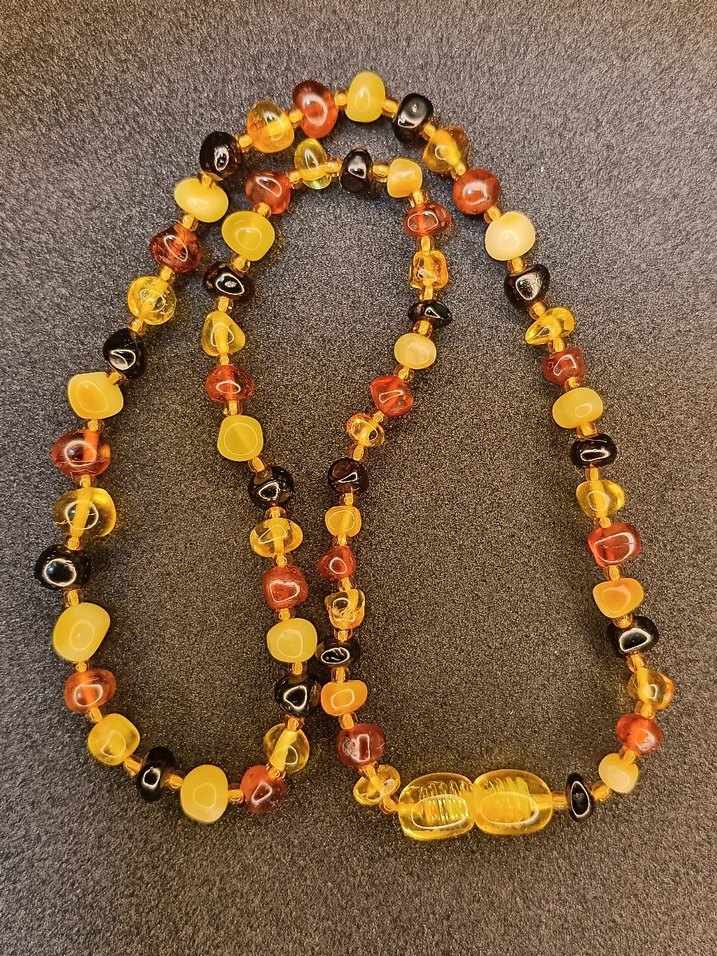 0-3 Yaş Bebek Kolye Doğal Damla Kehribar Kolye - Görsel 2