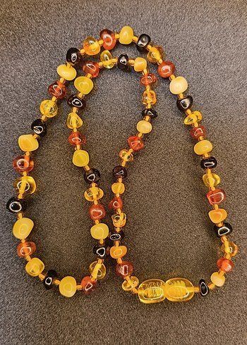 0-3 Yaş Bebek Kolye Doğal Damla Kehribar Kolye - Görsel 2