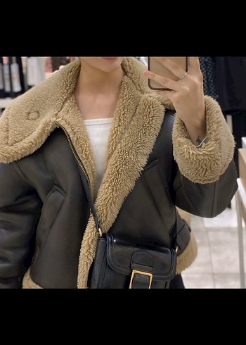 Zara Kahverengi Kürklü Deri Kadın Ceket