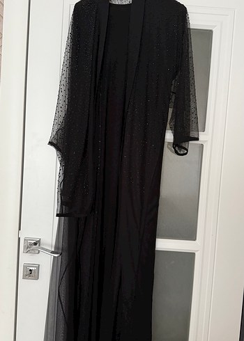 38 Beden Taşlı şık siyah abaya