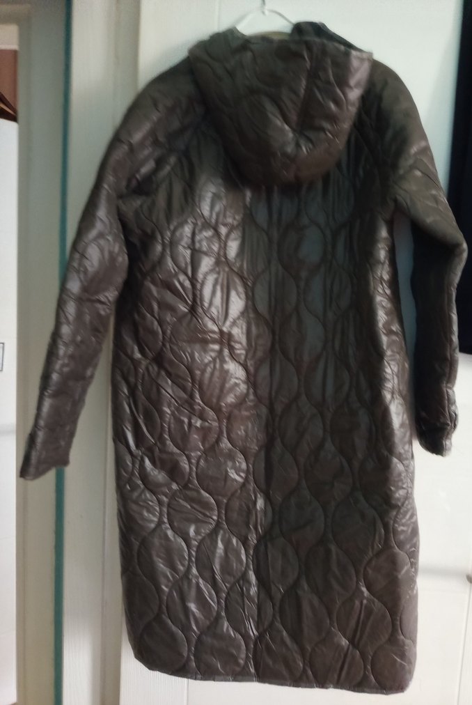 Düğmeli Uzun Kahverengi Kadın Ceket - Görsel 2