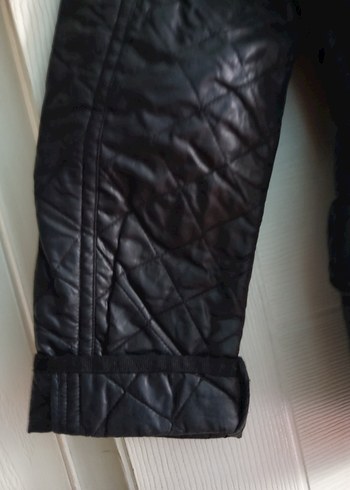 Kemerli siyah renk Biker Ceket - Görsel 4